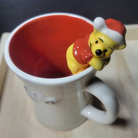 Disney Winnie the Pooh Ho Ho Ho Coffee Mug with Winnie Figurine Santa Pooh - Picture 5 of 12